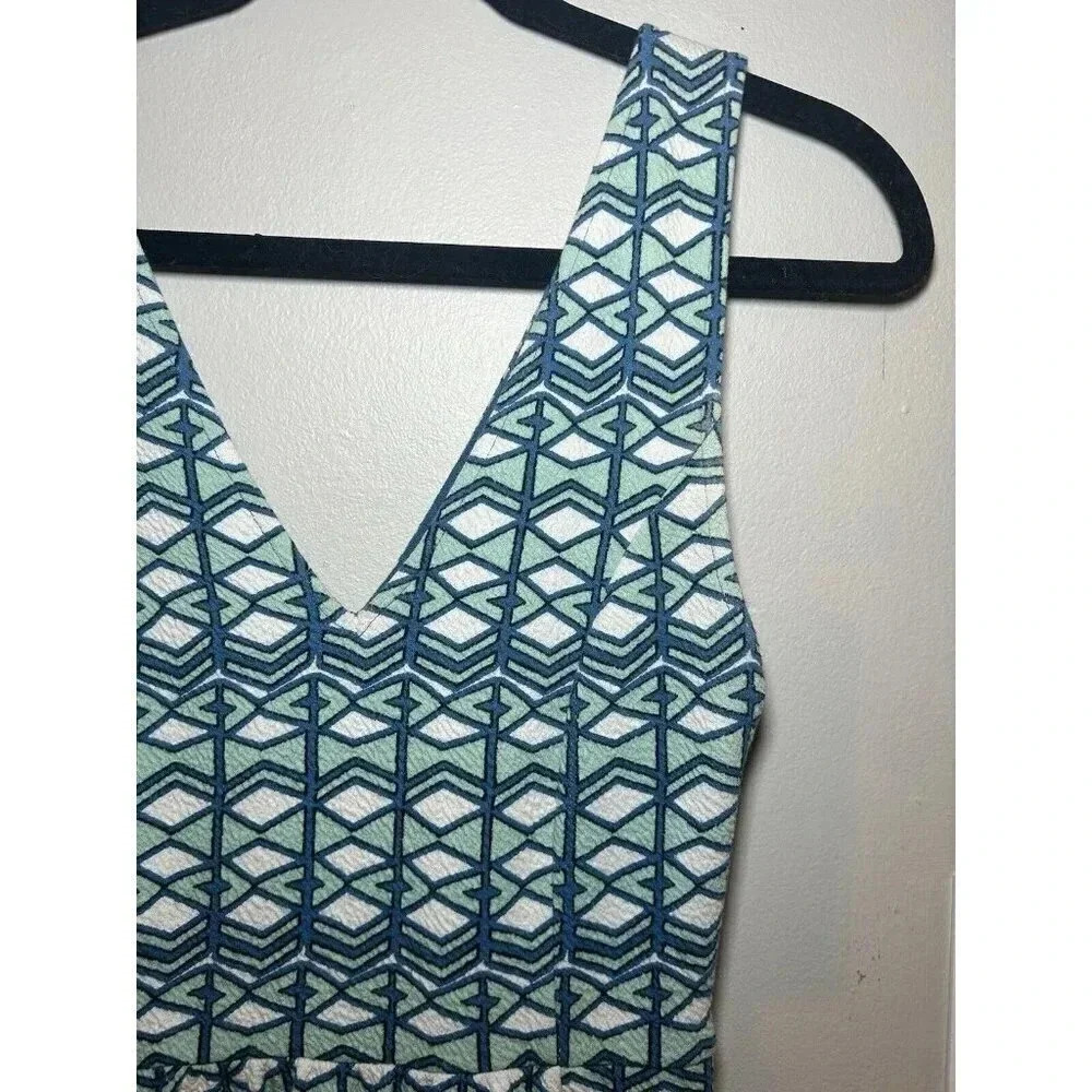 ANTHROPOLOGIE MAEVE Blue & Green Abstract Sleeveless Dress Cut Out Back Size 4 - Picture 3 of 8